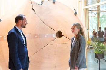 The Crown Prince Haakon in dialog&amp;#160;with climate activist Penelope Lea.&amp;#160;