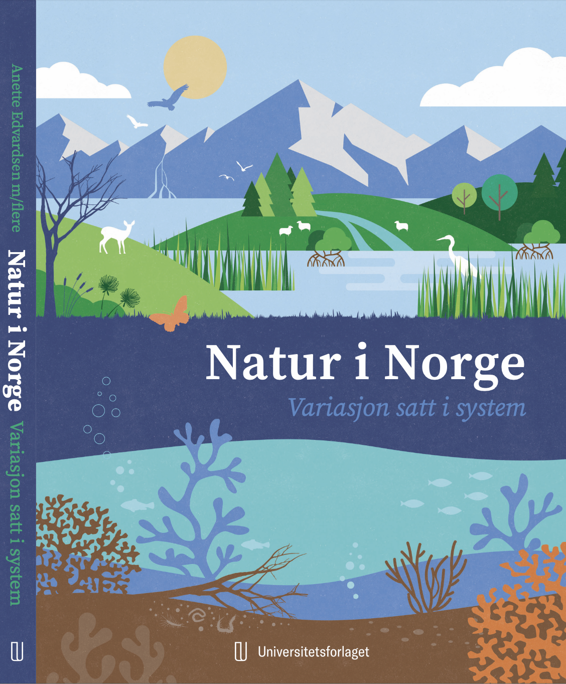 bokforside av natur i norge, illustrasjon av norsk natur