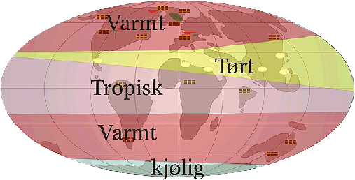 Jorden inndelt i klimasoner fra eocen